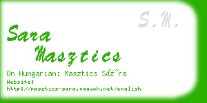 sara masztics business card